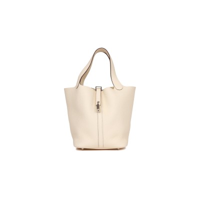 HERMES PICOTIN LOCK 22 CLEMENCE PALLADIUM HARDWARE (22*21*17cm)